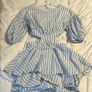 Karlie Light Blue and White Striped Dress